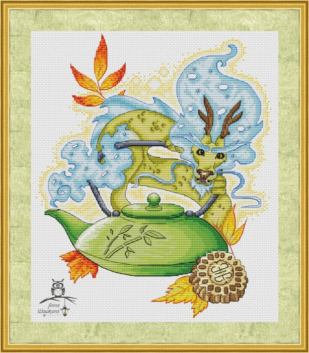 Tea dragon (no inscription) - PDF Cross Stitch Pattern