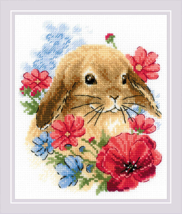 Bunny in Flowers R1986 Counted Cross Stitch Kit