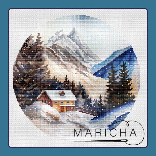 House in the mountains - PDF Cross Stitch Pattern