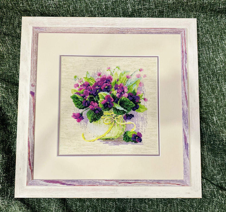 Violets in a Pot R2091 Counted Cross Stitch Kit