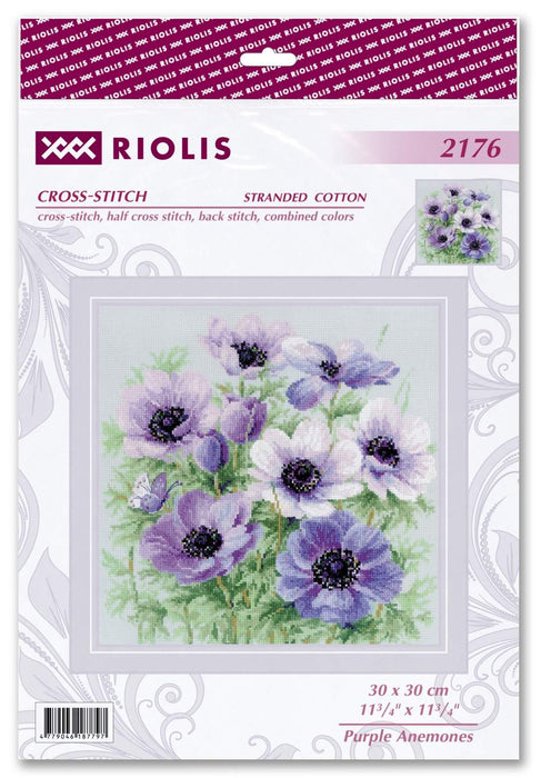 Purple Anemones 2176R Counted Cross Stitch Kit - Wizardi