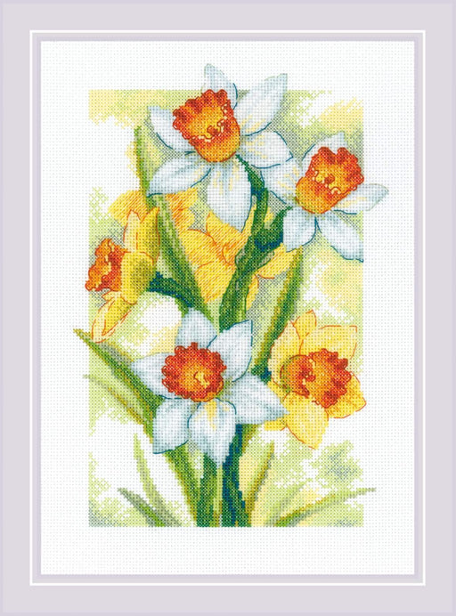 Spring Glow. Daffodils 2189R Counted Cross Stitch Kit - Wizardi