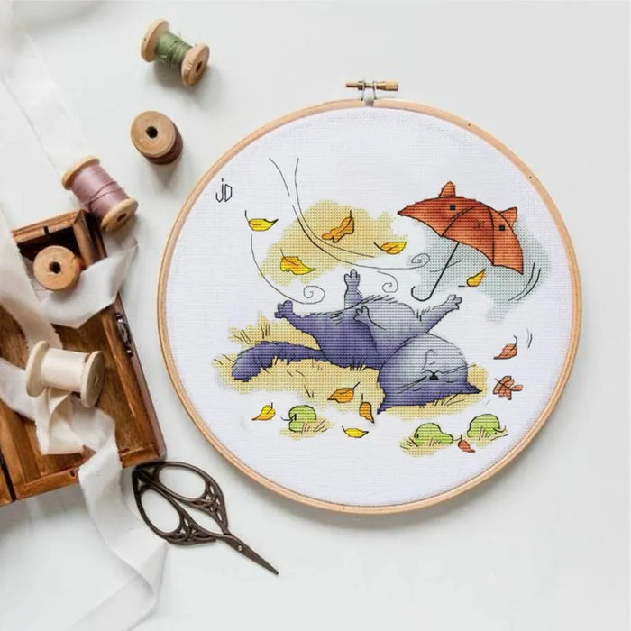 Cat and the Wind - PDF Cross Stitch Pattern