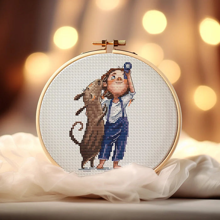 Girl and Dog - PDF Cross Stitch Pattern