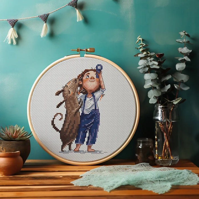 Girl and Dog - PDF Cross Stitch Pattern