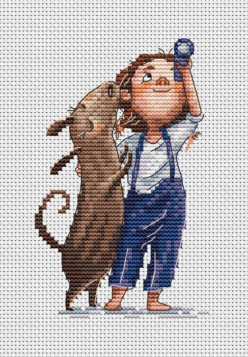 Girl and Dog - PDF Cross Stitch Pattern