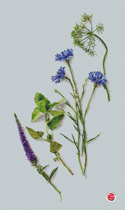 Cornflowers and Herbs - PDF Cross Stitch Pattern