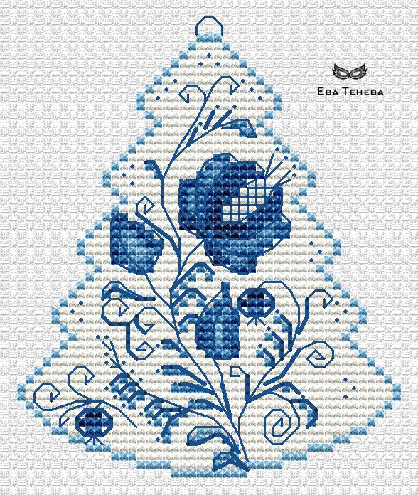 Christmas tree. Gzhel - PDF Cross Stitch Pattern