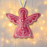 Bead embroidery kit on artificial leather Angel Christmas Ornament FLBB-132