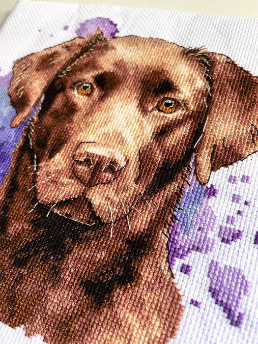 Watercolor Chocolate Labrador - PDF Cross Stitch Pattern