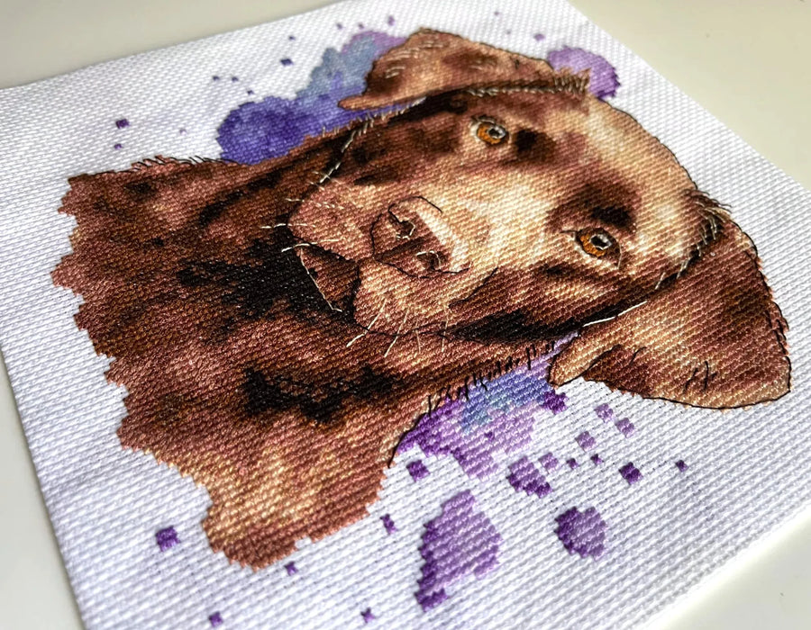 Watercolor Chocolate Labrador - PDF Cross Stitch Pattern