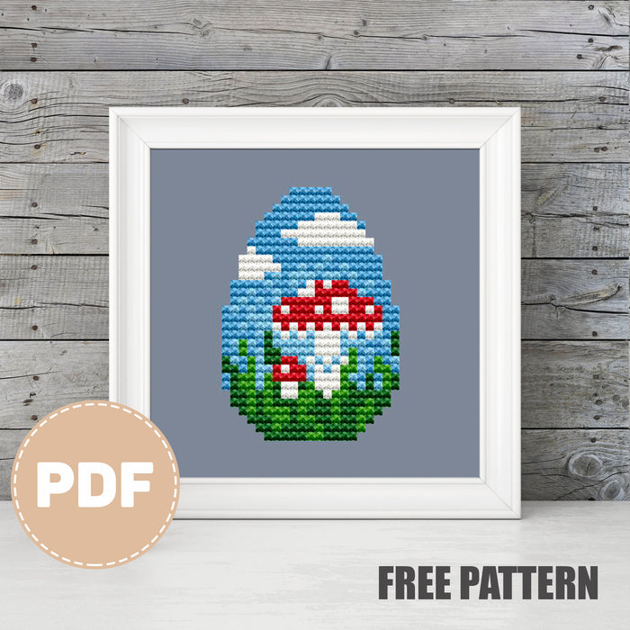 Egg with fly agaric - Free PDF Cross Stitch Pattern