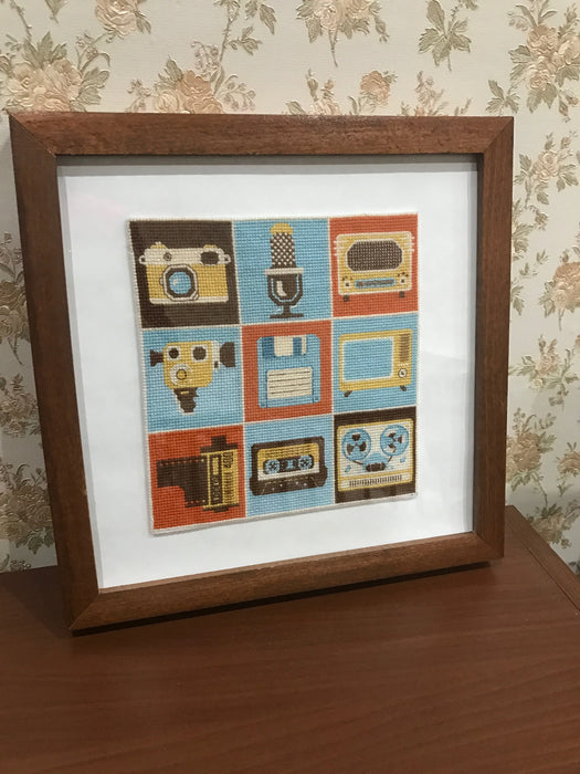 Retro media collage - PDF Cross Stitch Pattern