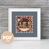 New Year's train - PDF Cross Stitch Pattern