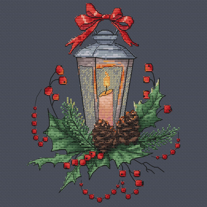 Lantern with a Pinecones - PDF Cross Stitch Pattern