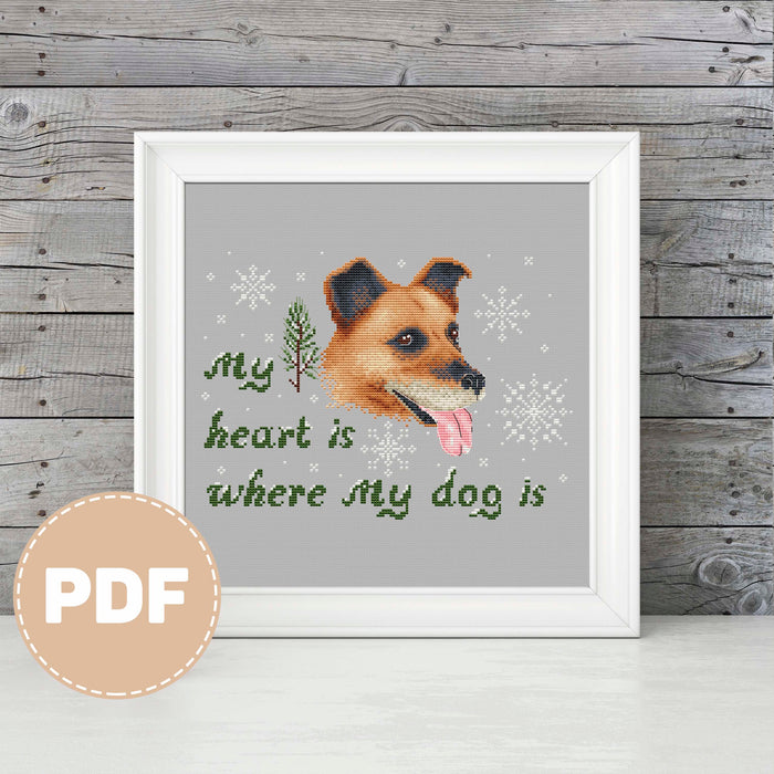 My Heart is Where my Dog is - PDF Cross Stitch Pattern