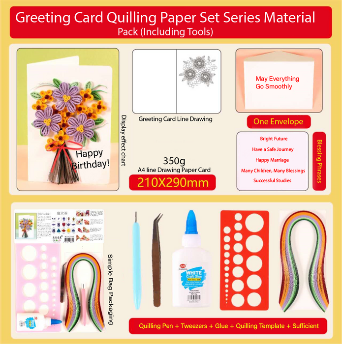 Greeting Card Making Kit. Flowers DIY Quilling Kit F07M3-5-FL7