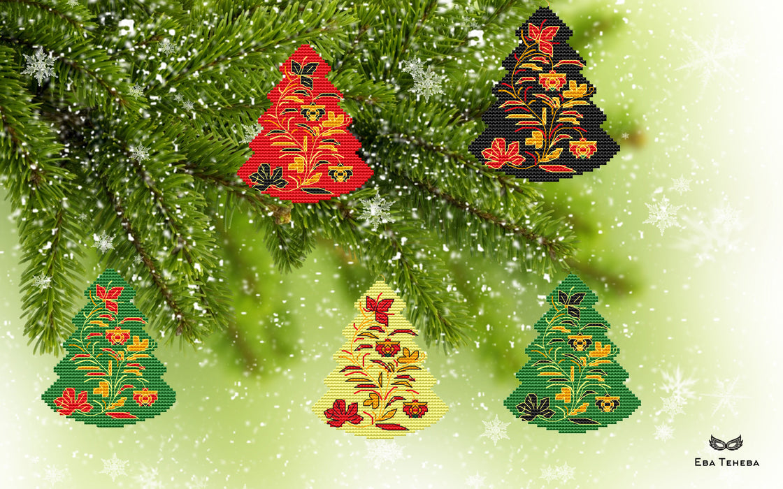 Christmas tree. Khokhloma Set - PDF Cross Stitch Pattern