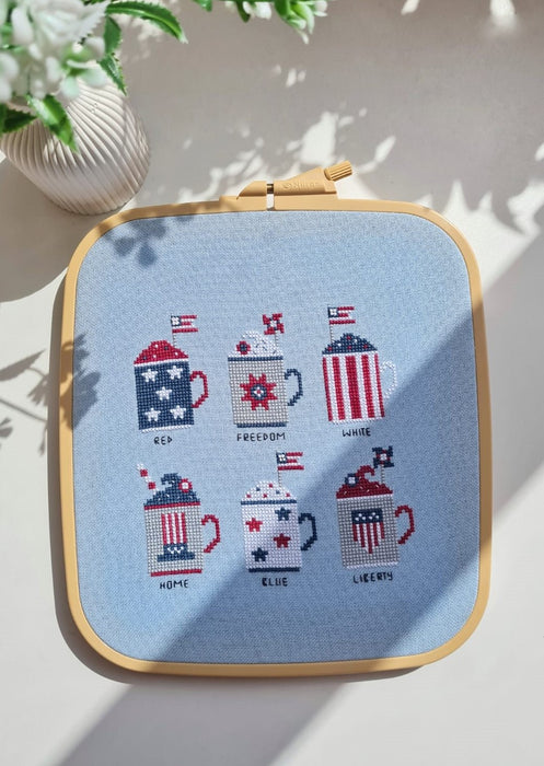 4th of July mugs - PDF Cross Stitch Pattern