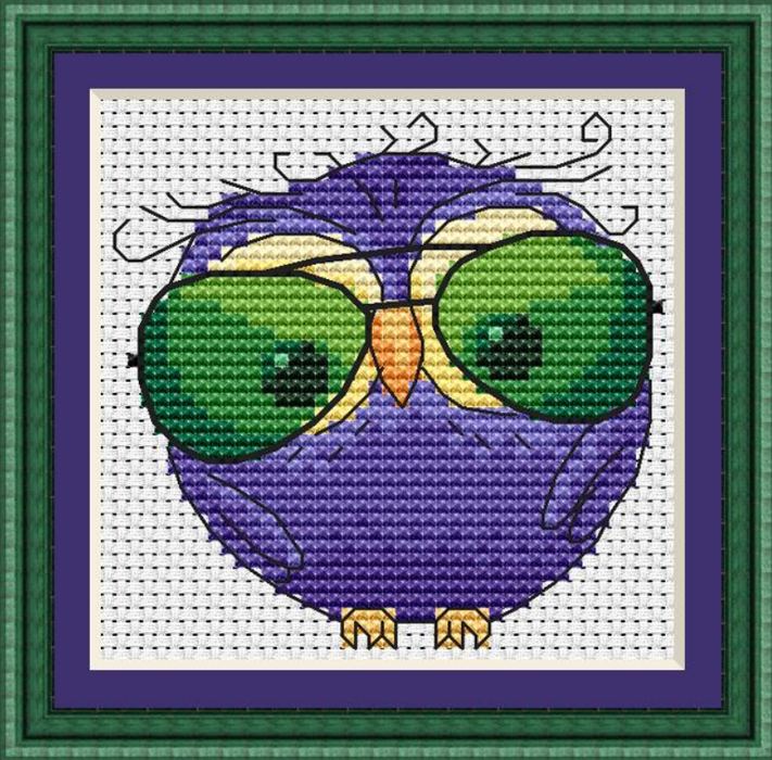 Owl in sunglasses - PDF Cross Stitch Pattern