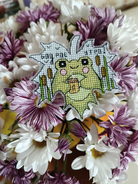 Frog. Good morning - PDF Cross Stitch Pattern