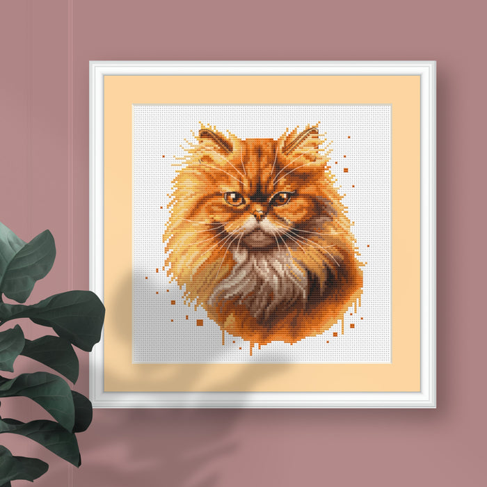 Watercolor Persian Cat - PDF Cross Stitch Pattern