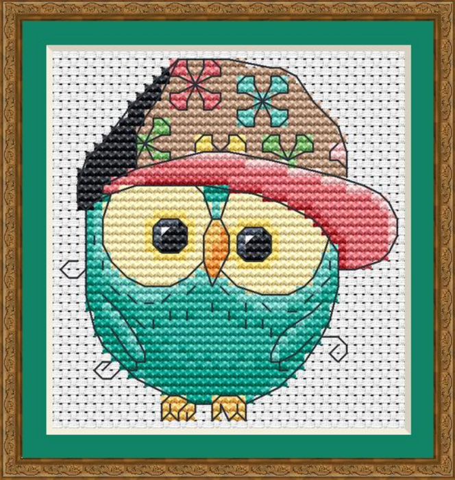 Owl in a cap - PDF Cross Stitch Pattern