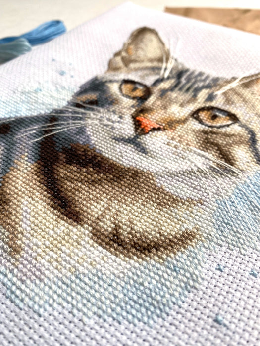 Watercolor Tabby Cat - PDF Cross Stitch Pattern