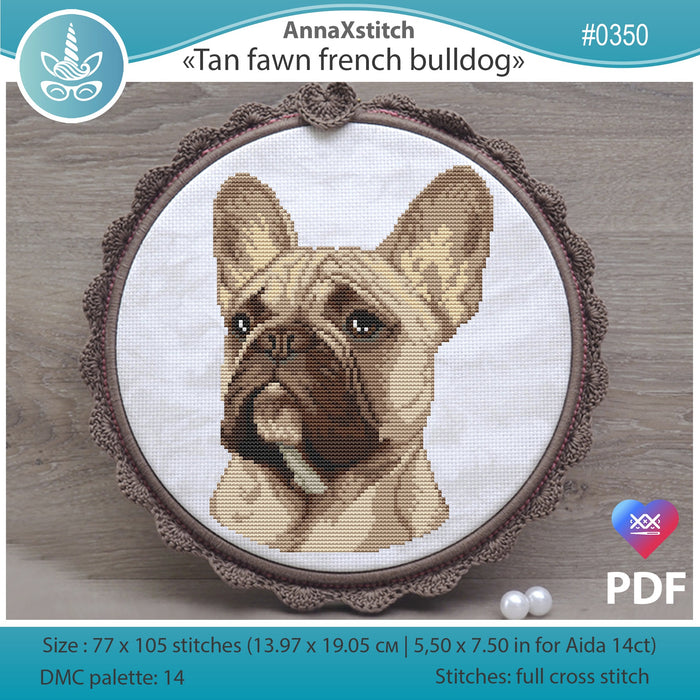 Tan fawn french bulldog - PDF Cross Stitch Pattern