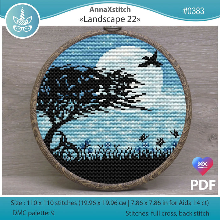 Round Landscapes. Landscape 22 - PDF Cross Stitch Pattern