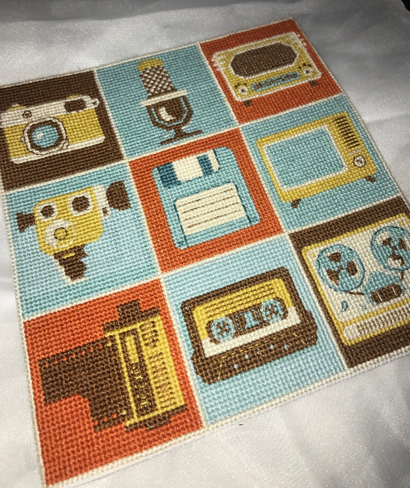 Retro media collage - PDF Cross Stitch Pattern