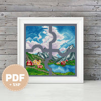 Summer in the Mountains Puzzle - PDF Cross Stitch Pattern
