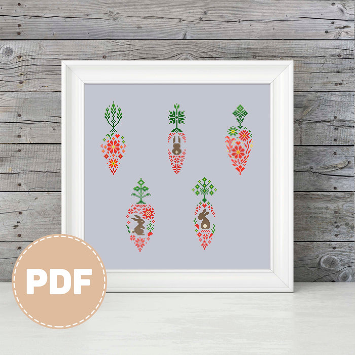 Carrots and Rabbits - PDF Cross Stitch Pattern