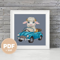 Dolly Girl at the Wheel - PDF Cross Stitch Pattern