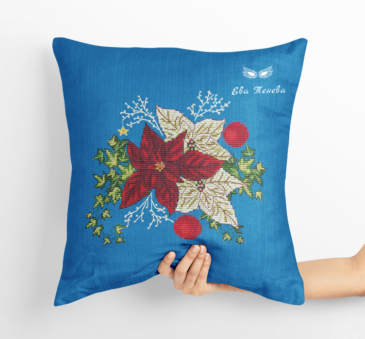 Arrangement with Red Poinsettia - PDF Cross Stitch Pattern