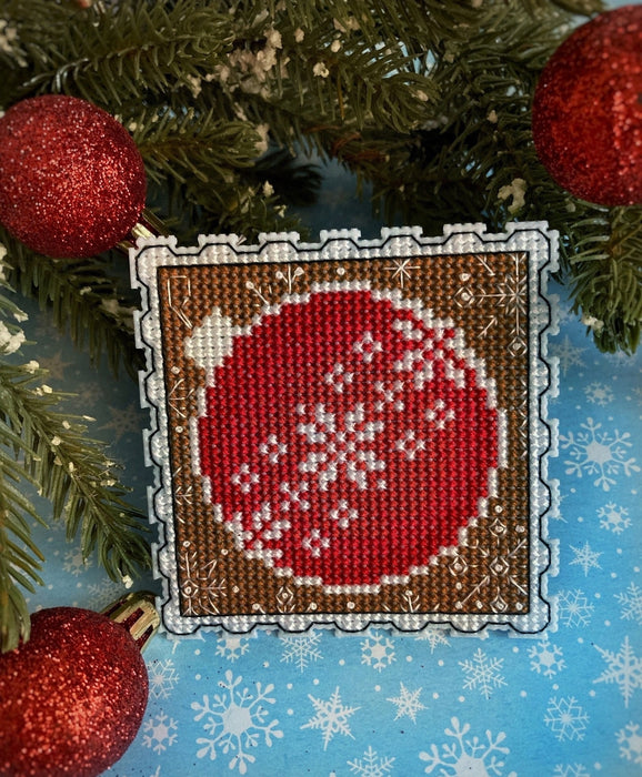 Postage stamp. New Year's ball - Free PDF Cross Stitch Pattern