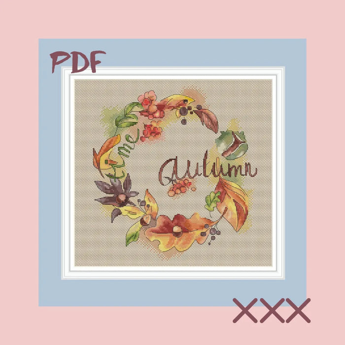 Autumn Wreath - PDF Cross Stitch Pattern