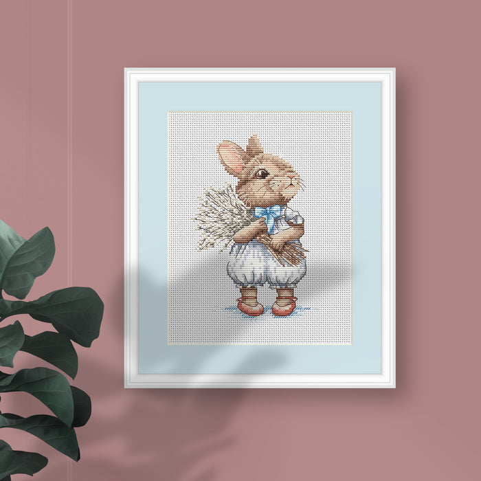 Bunny with Willow Bouquet - PDF Cross Stitch Pattern