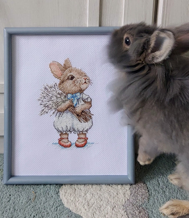 Bunny with Willow Bouquet - PDF Cross Stitch Pattern