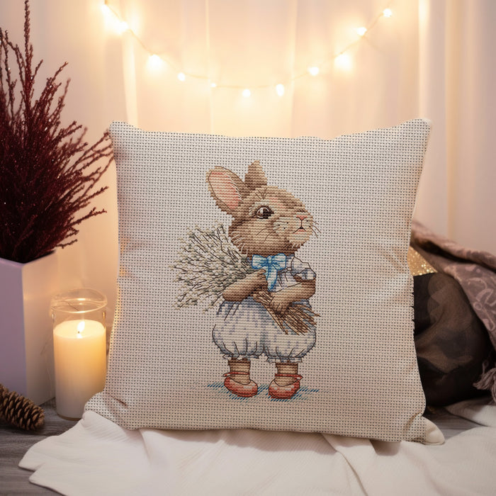 Bunny with Willow Bouquet - PDF Cross Stitch Pattern