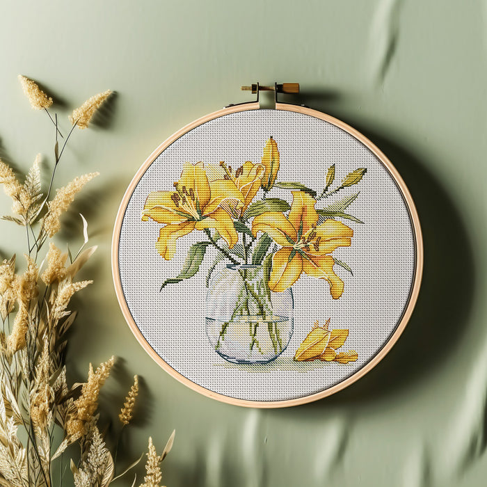 Yellow Lilies - PDF Cross Stitch Pattern