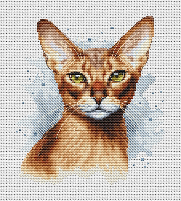 Watercolor Abyssinian Cat - PDF Cross Stitch Pattern