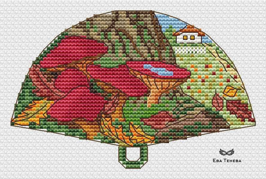 Fan. Mushroom glade - PDF Cross Stitch Pattern