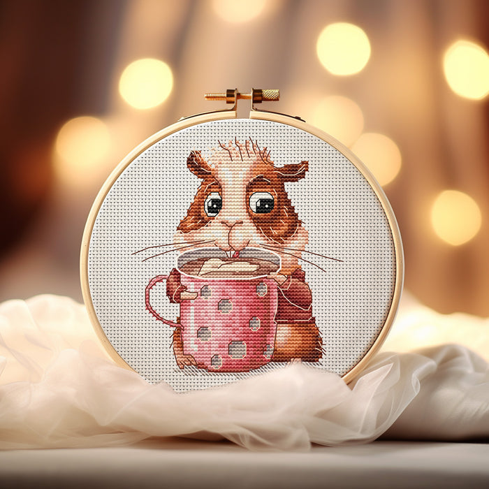 Hamster with Coffee Mug - PDF Cross Stitch Pattern