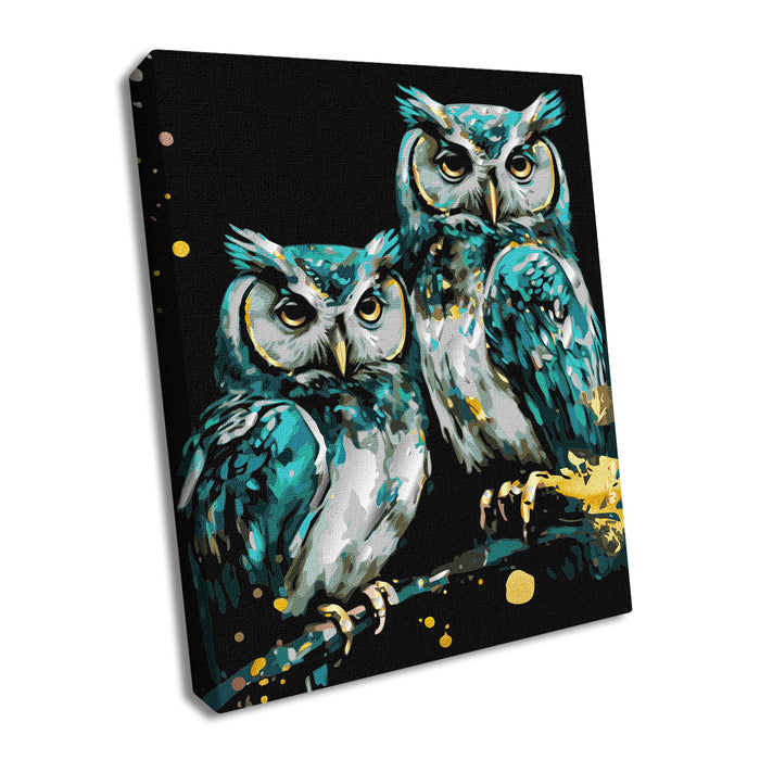 Painting by Numbers kit Wise owls with extra metallic paints KHO6514