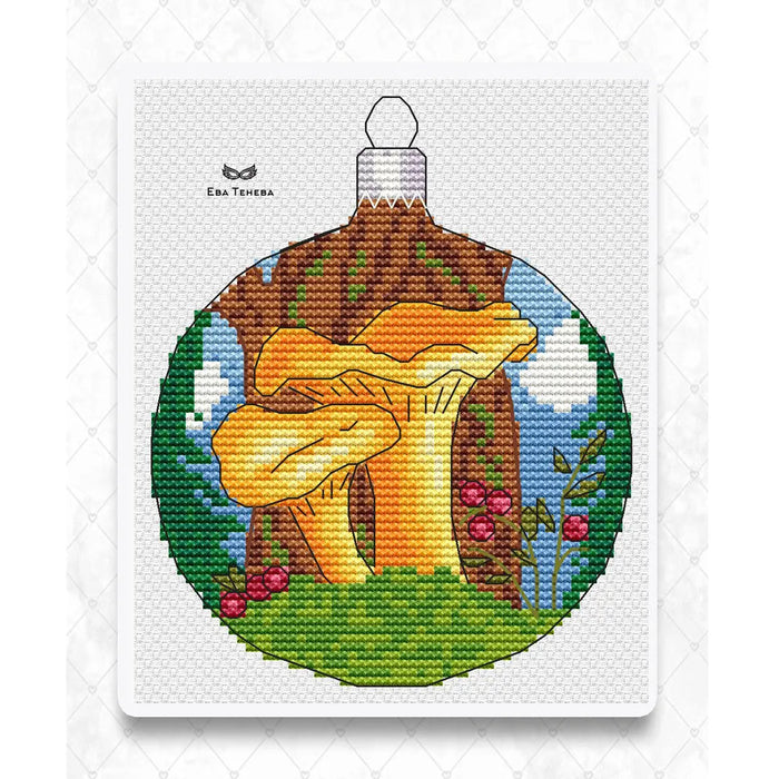 Christmas ball. Chanterelle mushrooms - PDF Cross Stitch Pattern