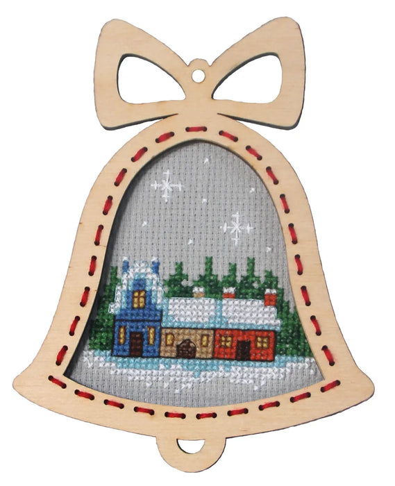 Complete counted cross stitch kit with plywood frame Bell - Houses 6649