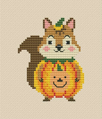 Pumpkin Squirrel - PDF Cross Stitch Pattern