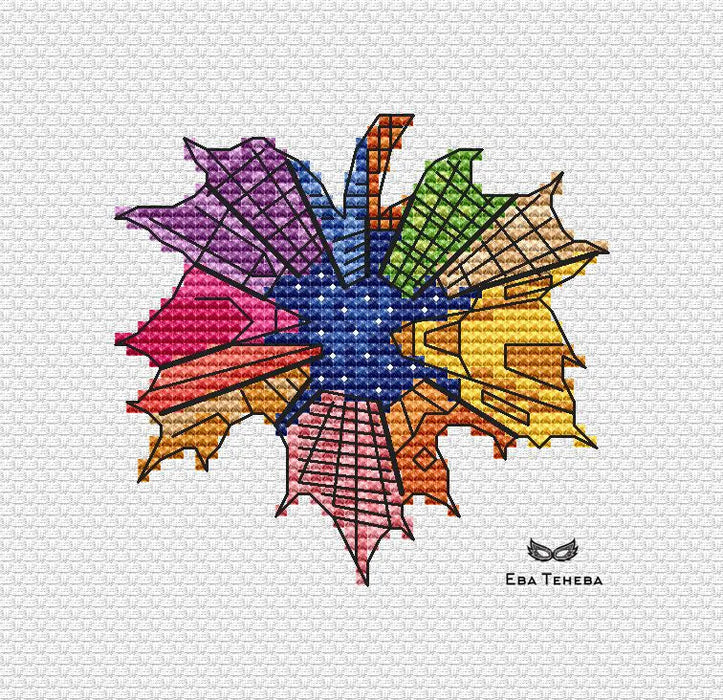 Leaves. Night city - PDF Cross Stitch Pattern