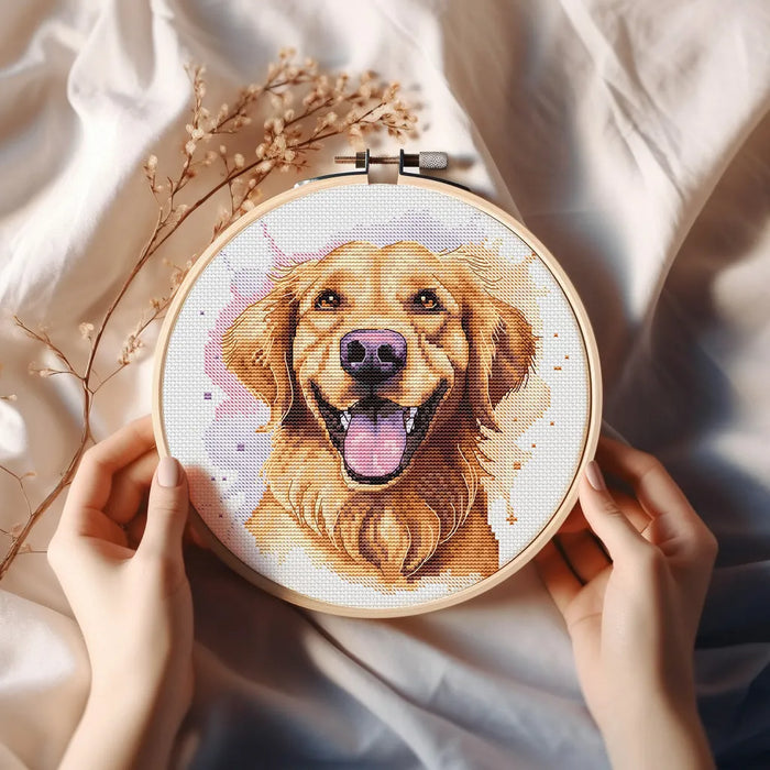 Watercolor Golden Retriever - PDF Cross Stitch Pattern